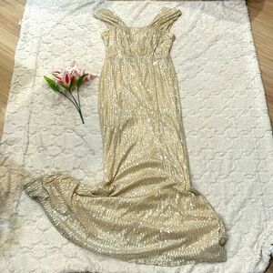 Miss Ord Floor Length Sequined Evening Mermaid-Style Gown